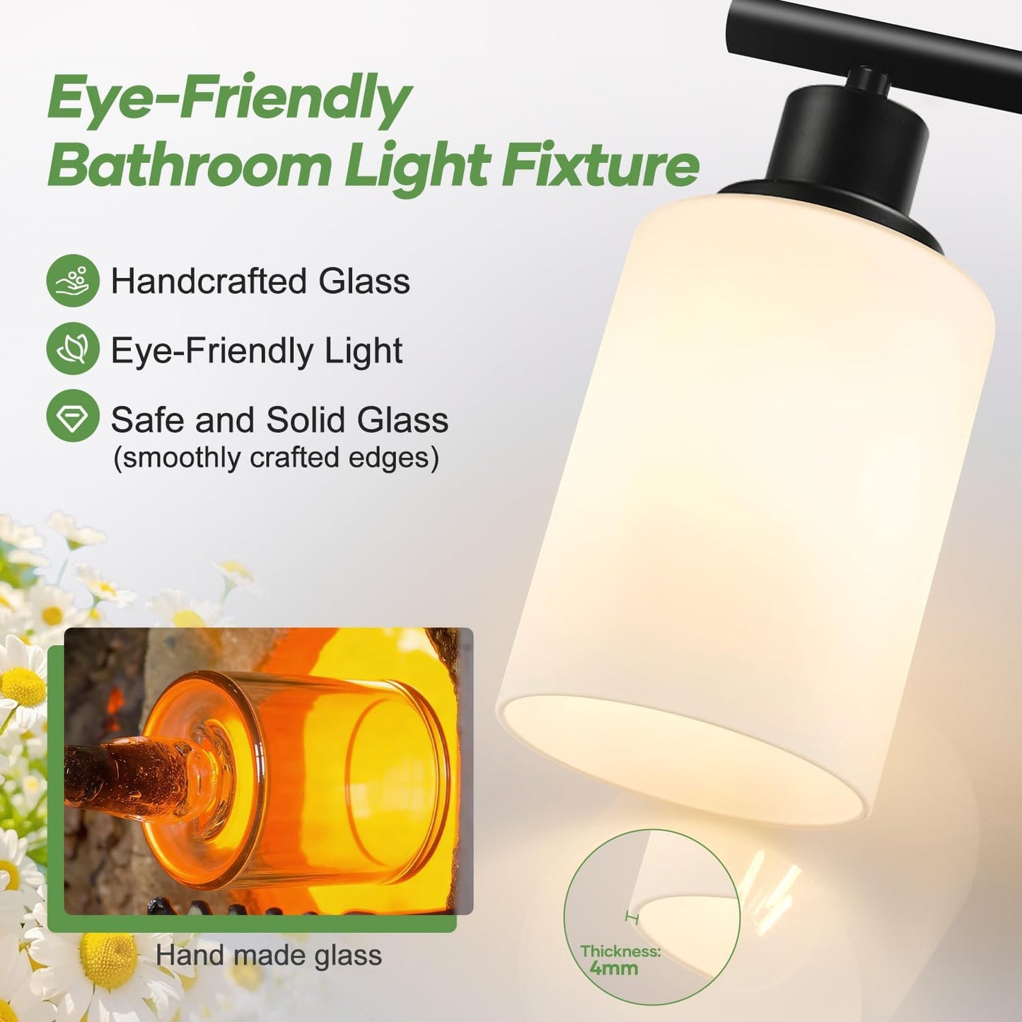 Lámpara baño 2 luces vidrio lechoso blanco moderna