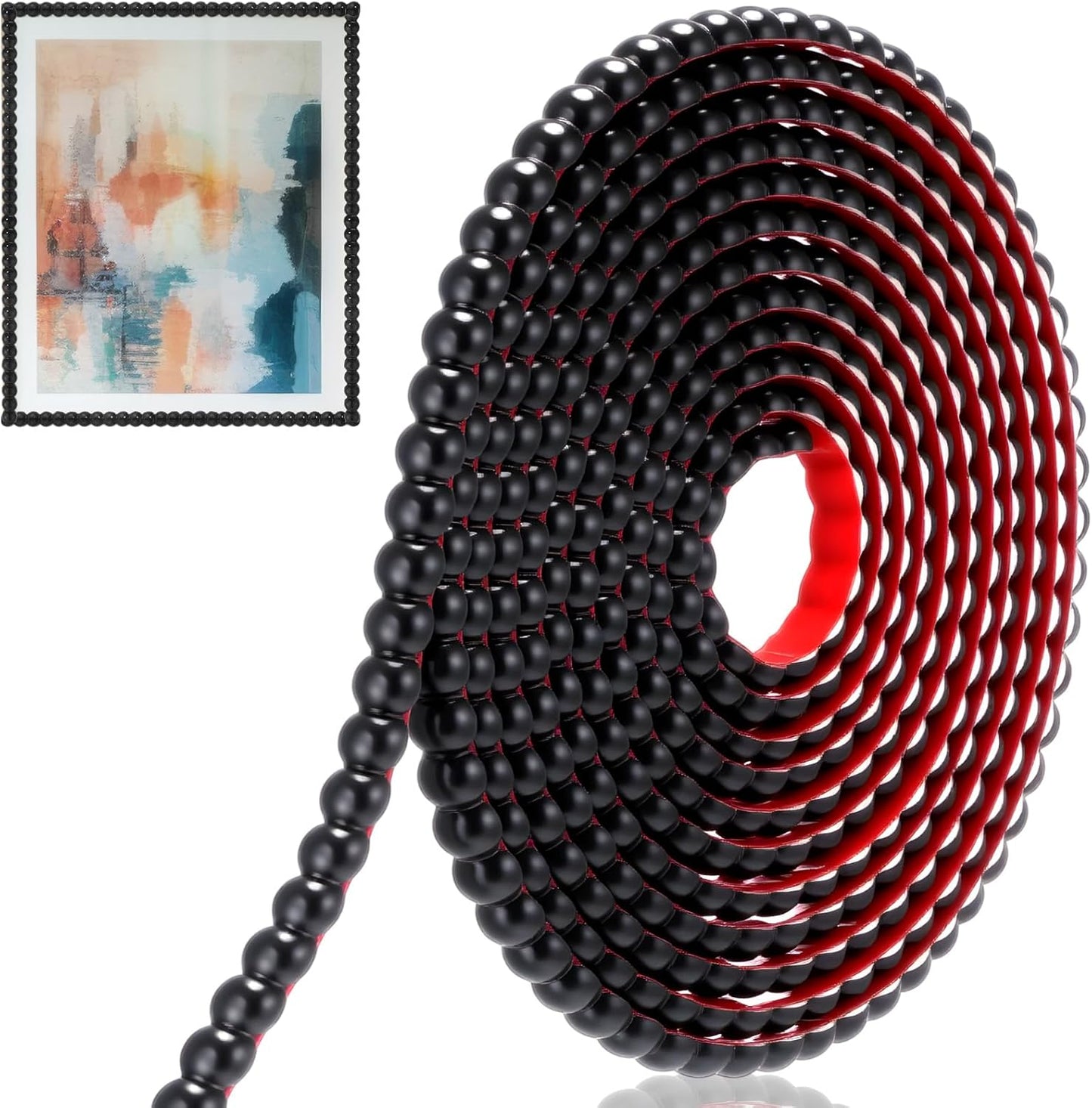 Moldura flexible autoadhesiva para paredes y marcos negra 16.4pies