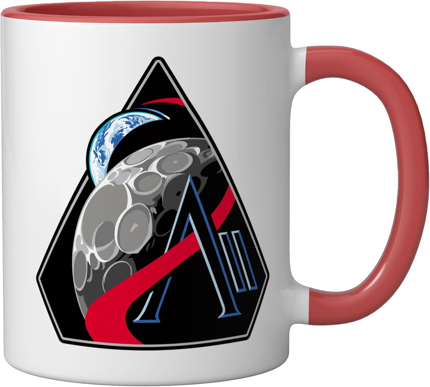 Taza de cerámica Artemis 2 con patch orbital rojo blanco