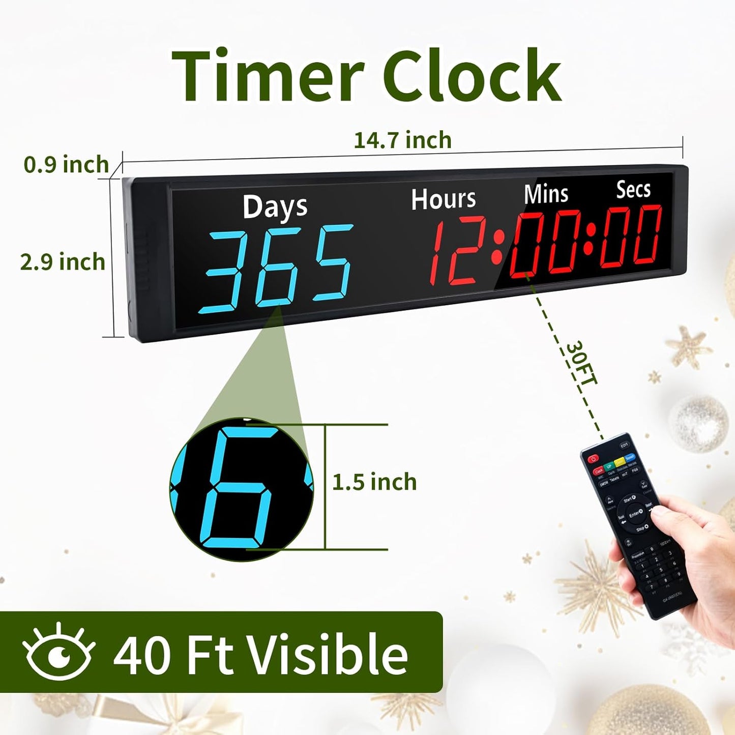 Reloj cuenta regresiva Navidad RGB pantalla grande