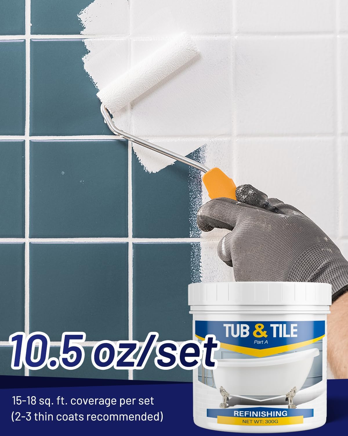 Kit pintura azulejos bañera 10.6oz con herramientas blanco