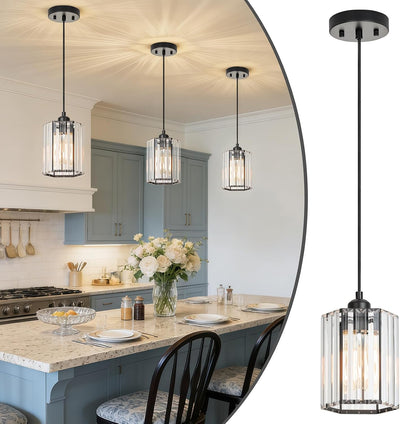Lámpara colgante K9 moderna negra ajustable para cocina comedor