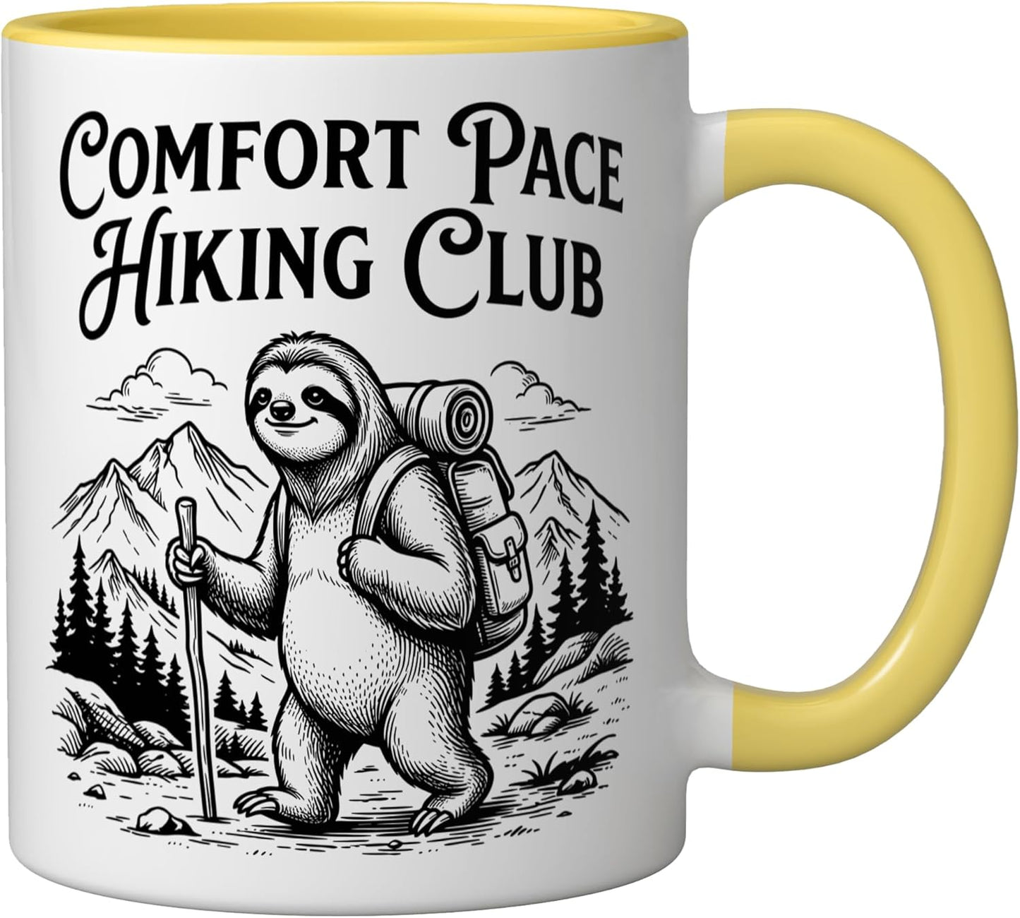 Taza Cerámica para Caminata Lenta Amarillo Blanco
