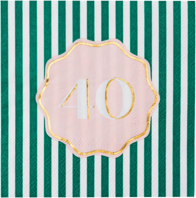Servilletas de papel de cóctel para fiesta de 40 cumpleaños, rosa pétalo