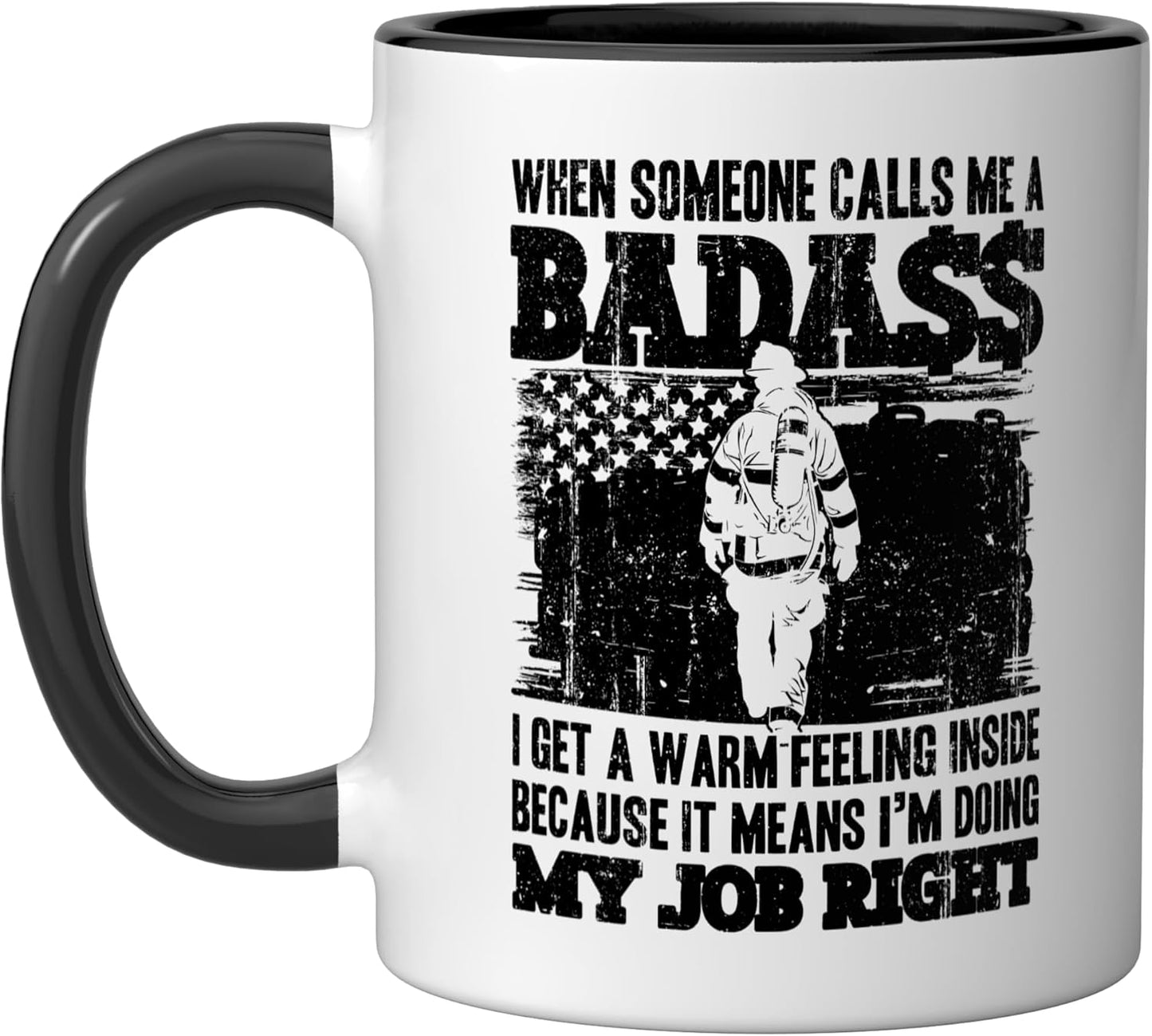 Taza cerámica de bombero divertida negra/blanca