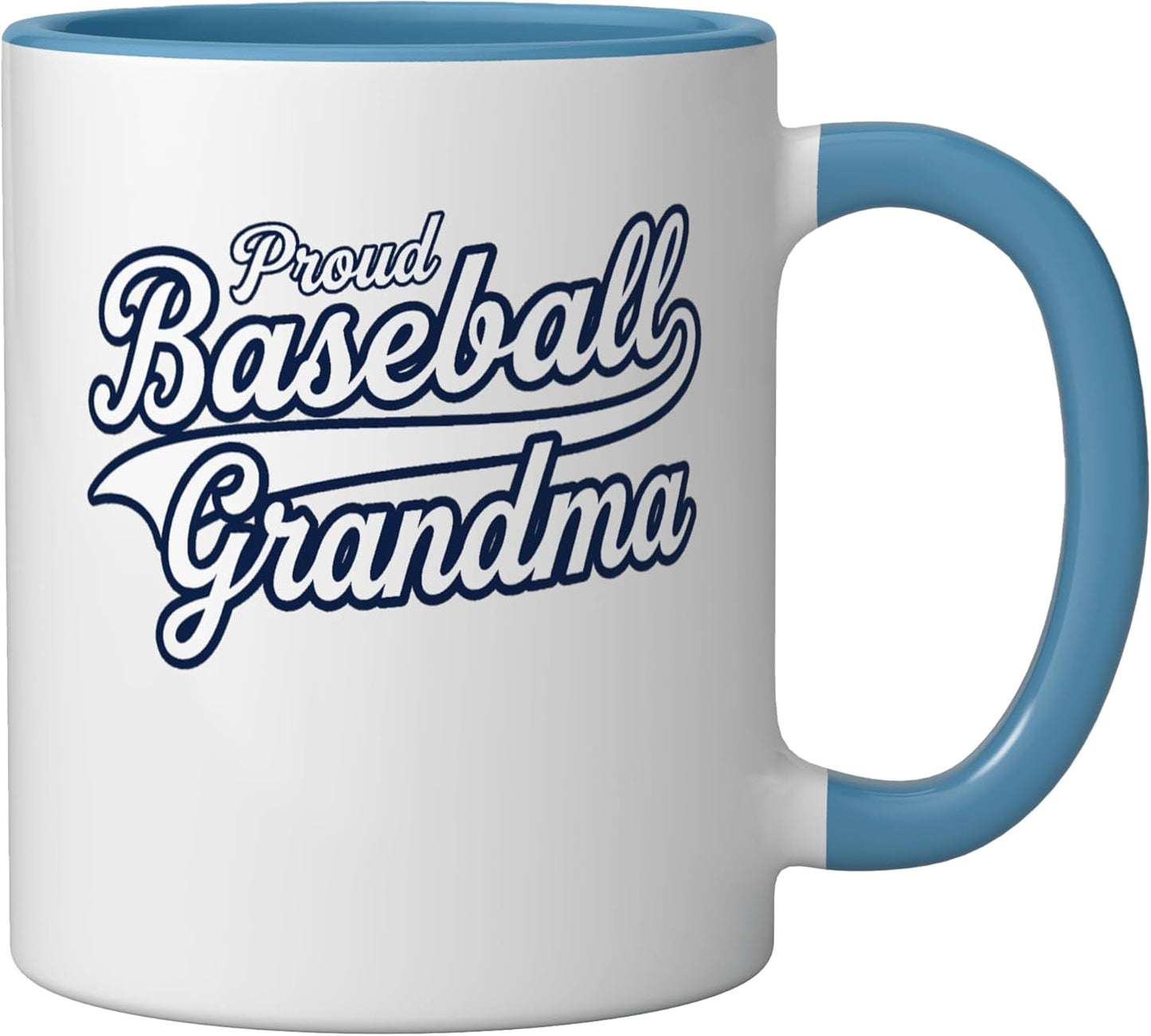 Taza de cerámica con diseño de abuela de béisbol azul/blanco