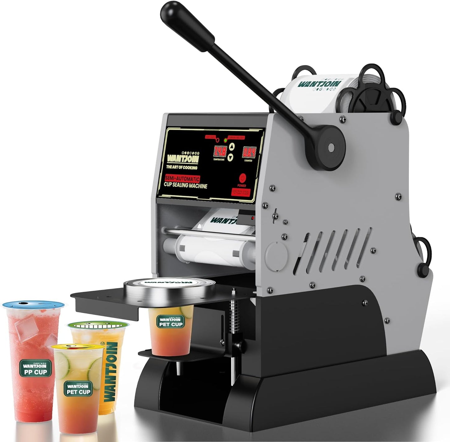 Máquina selladora vasos semiautomática 90pulg LED