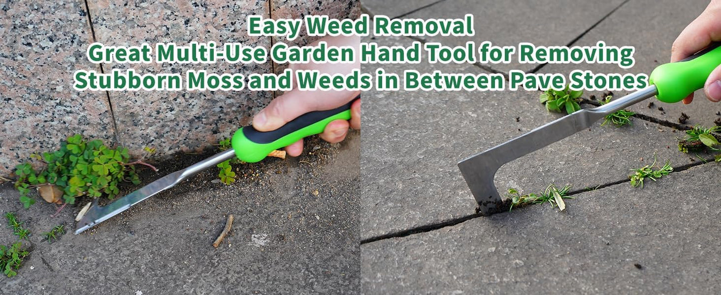 Herramienta deshierbe acero inox mango goma forma L