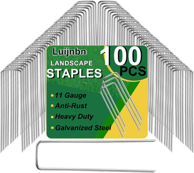 100 Grapas para Césped Galvanizadas Estacas U