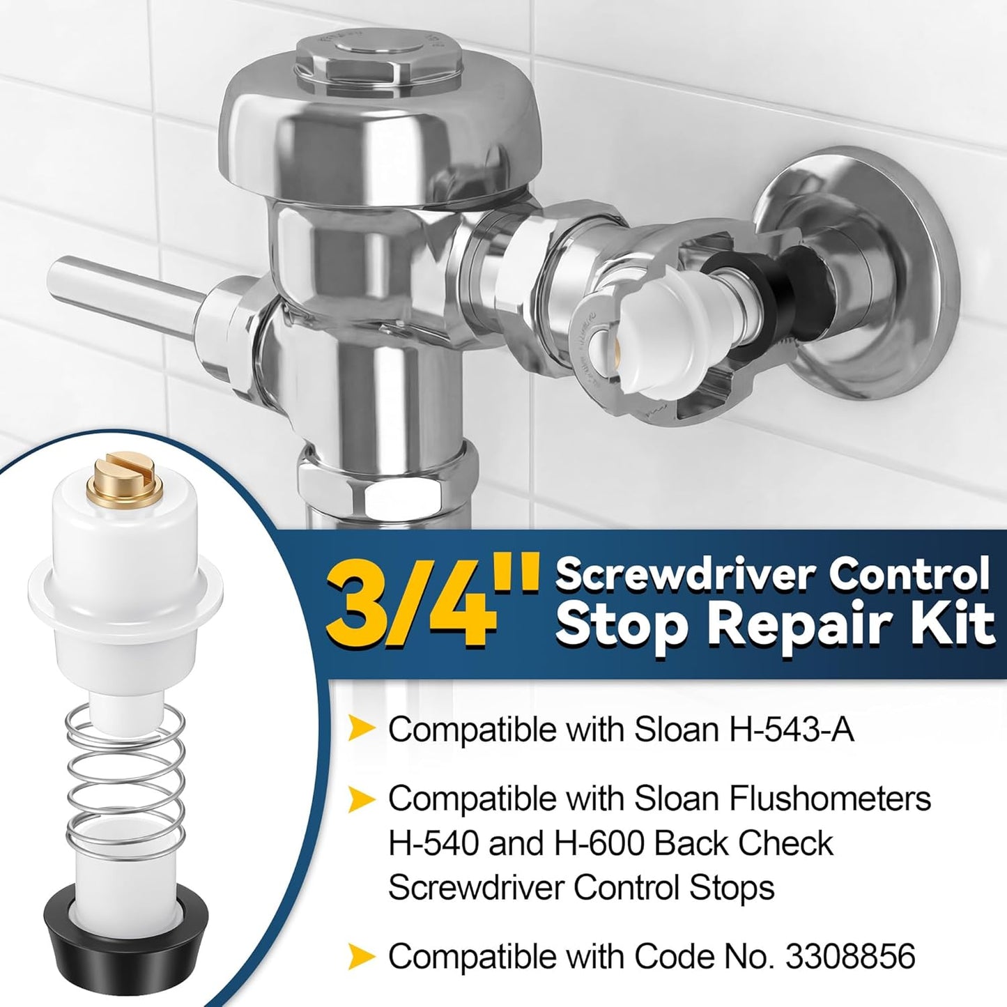Kit reparación tope destornillador 3/4pulg comp Sloan H-540 H-600