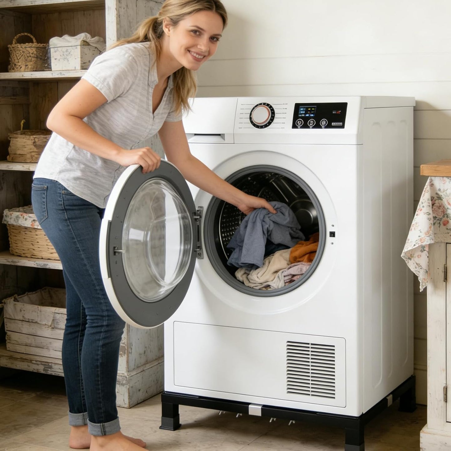 Pedestal lavandería acero inox soporte lavadora secadora