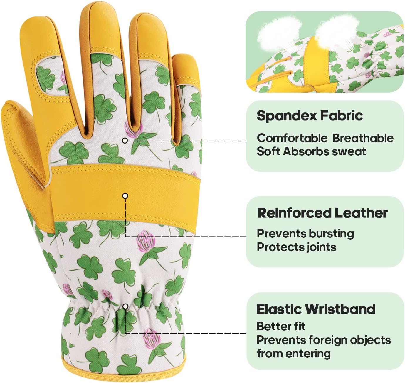 Guantes jardinería cuero vacuno mujer trabajo aire libre