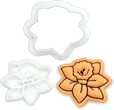 Juego de mini cortador de galletas BAKERLOGY con sellos de narcisos para fondant