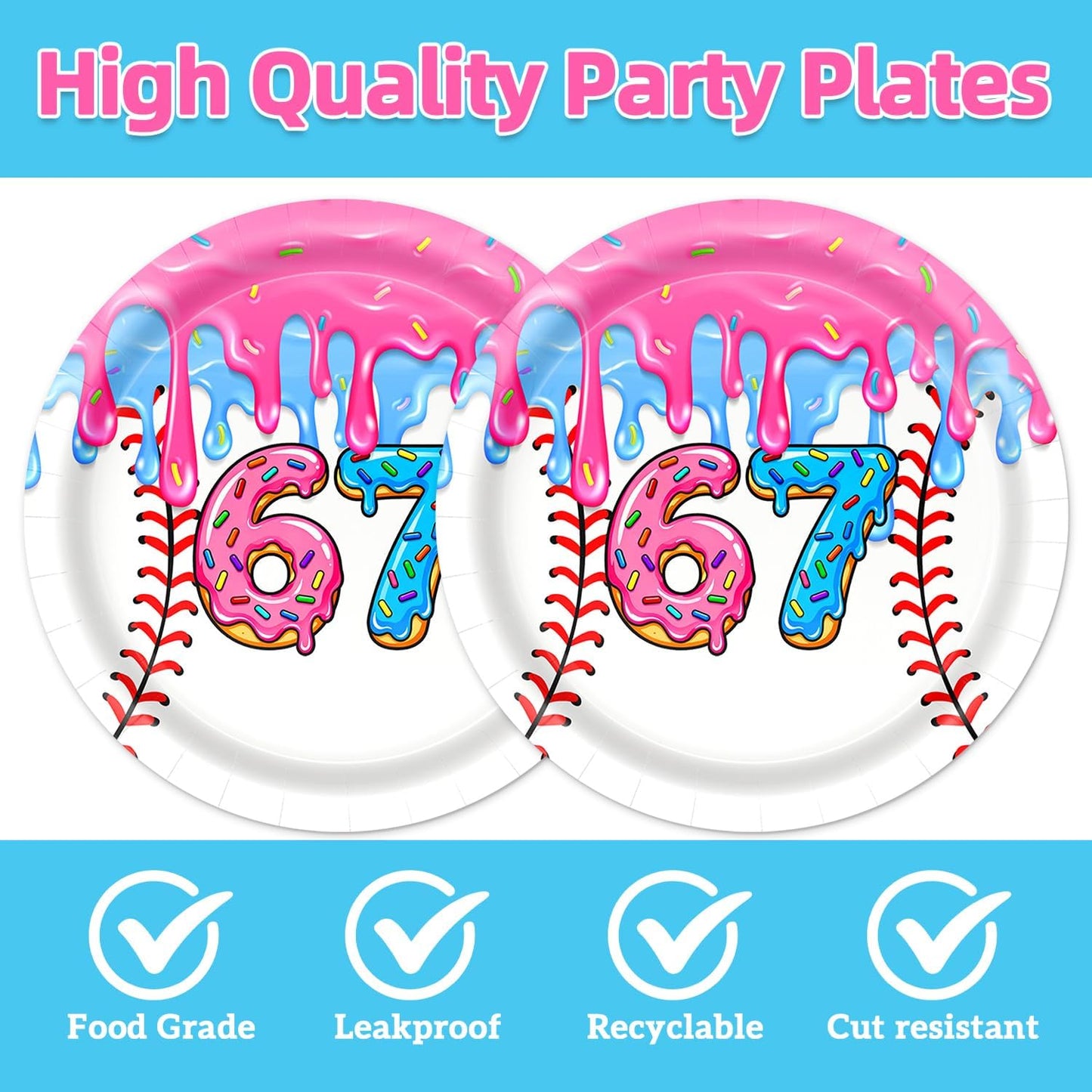 40 Platos Postre Béisbol Helado Servilletas Fiesta 67 Multicolor