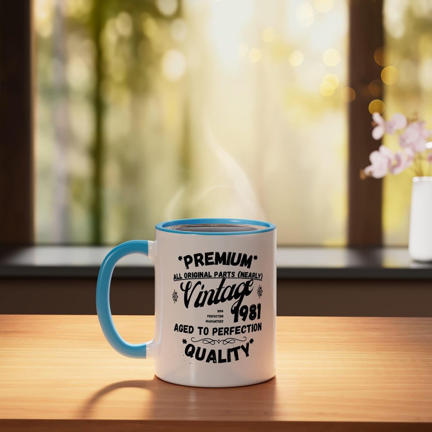 Taza cerámica Vintage Legends Bornpulgada1981 azul/blanco
