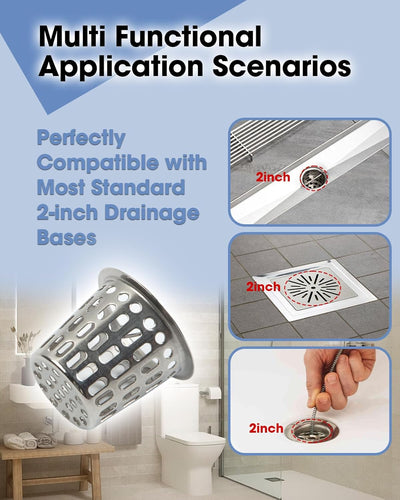 Cesta de acero inox para drenaje de bañera 2pulg con gancho