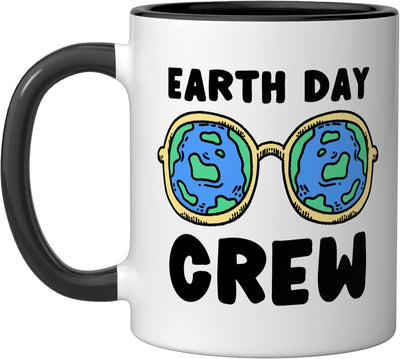 Taza cerámica Earth Day Crew en negro/blanco