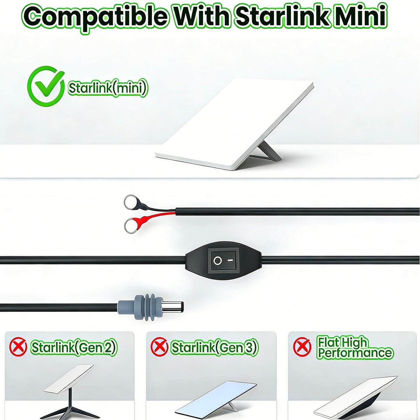Cable carga Starlink mini 9.8pies con junta tórica