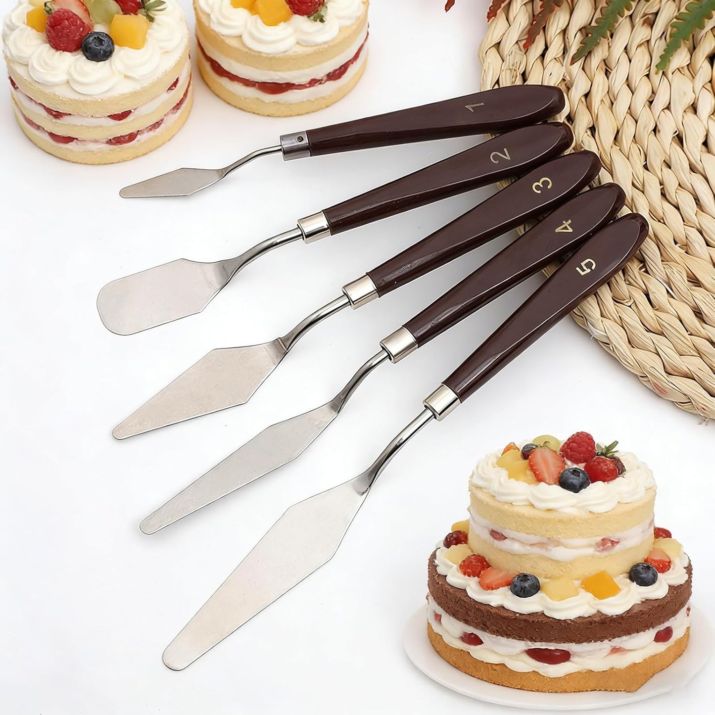 5 Espátulas Crema Tartas Acero Inox Glaseado Pastelería