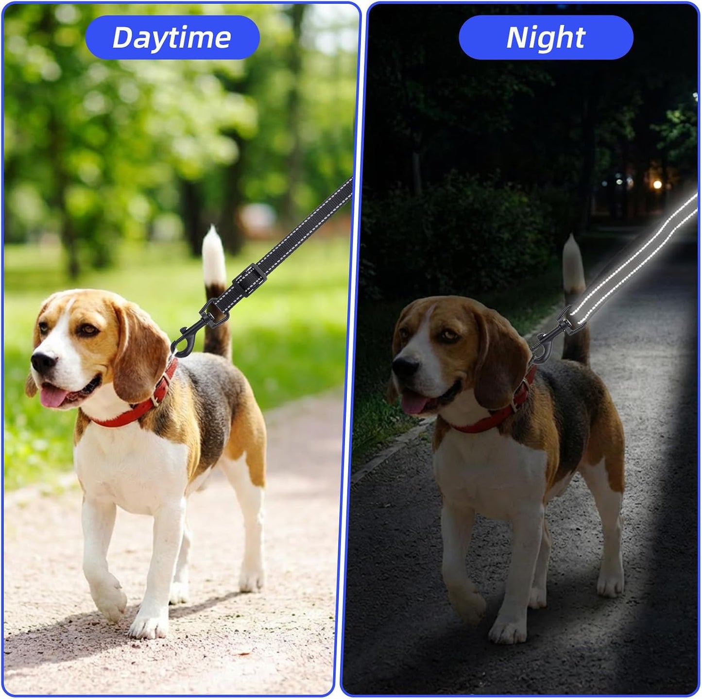 2 Clips Reflectantes para Collar Perro Negro Ajustable