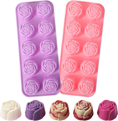 2 Moldes Silicona Rosas 10 Cavidades para Chocolate Hielo Fondant