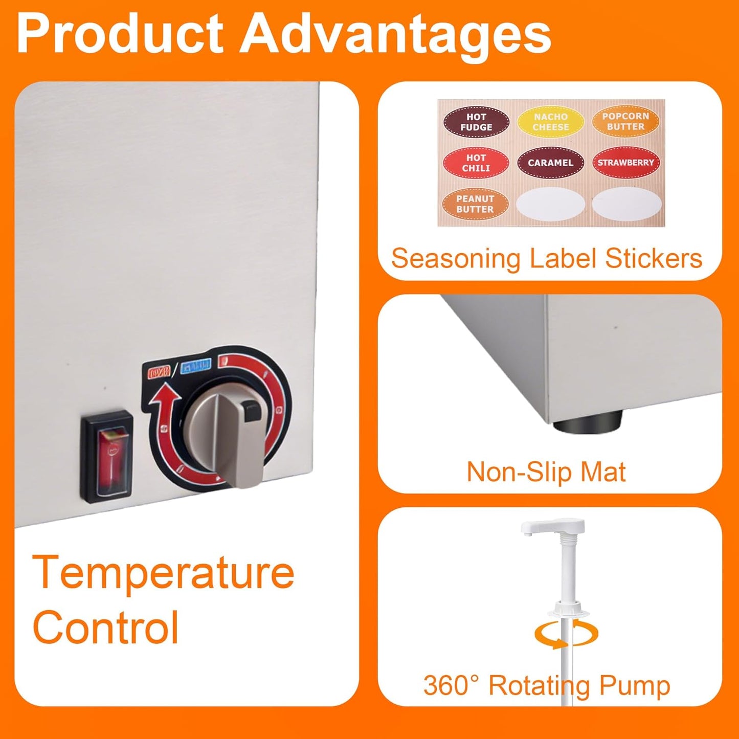 Dispensador queso acero inox con bomba y control temp