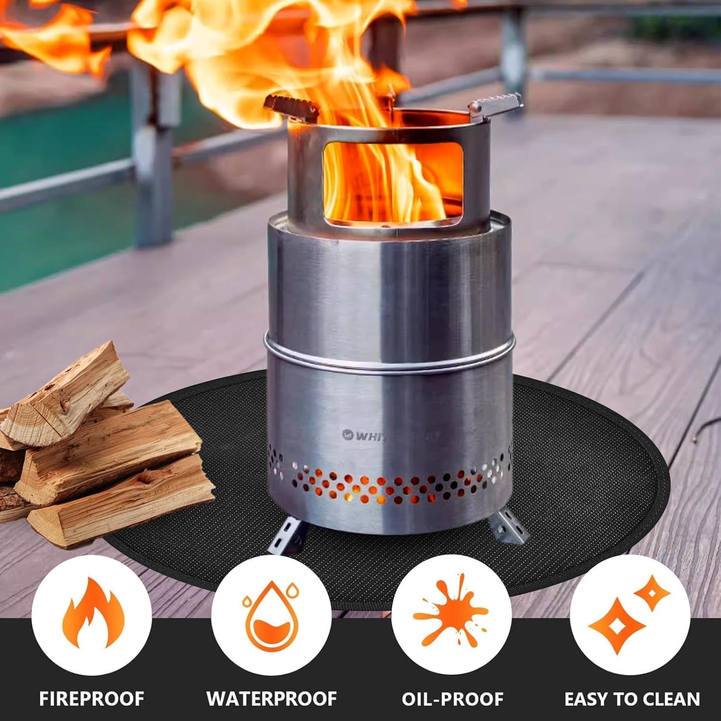 Tapete redondo 36pulg para hoguera Solo Stove ignífugo reutilizable