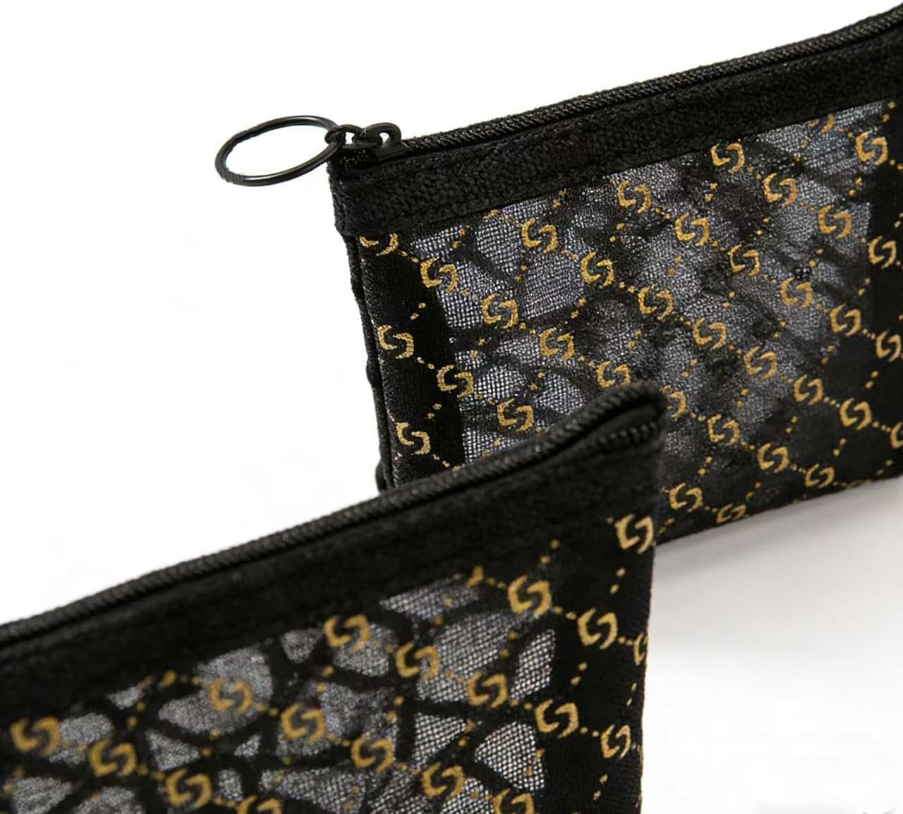 2 Pzas Bolsa Malla Cosméticos Viaje con Cremallera Negro