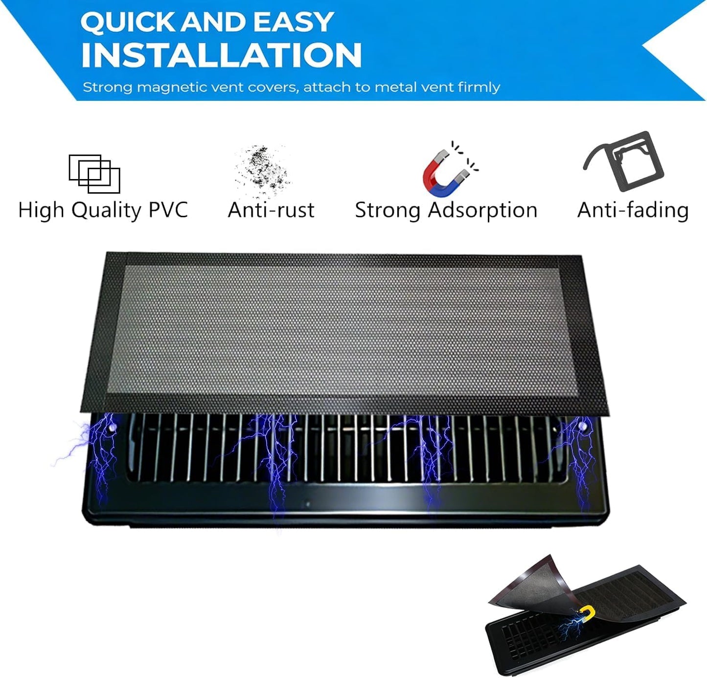 8 Fundas Magnéticas Ventilación 5.5x12pulg Piso Hogar