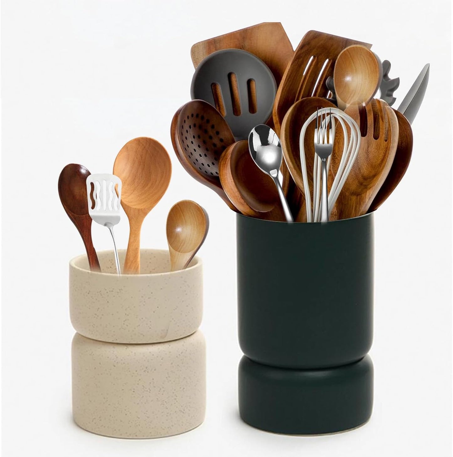 Soporte para utensilios de cocina con capa de drenaje