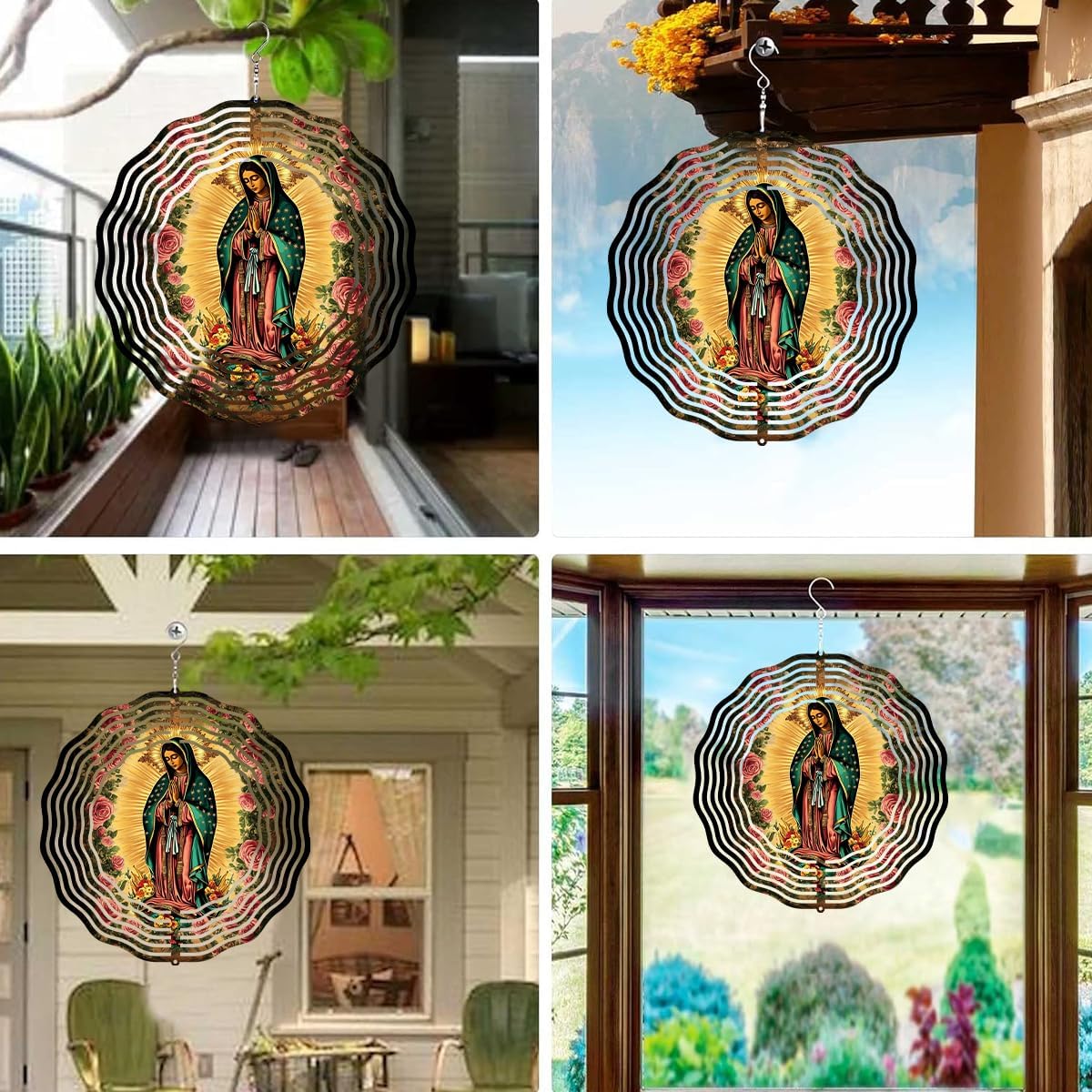 Molinillo viento Virgen María acero inox 10pulg 3D