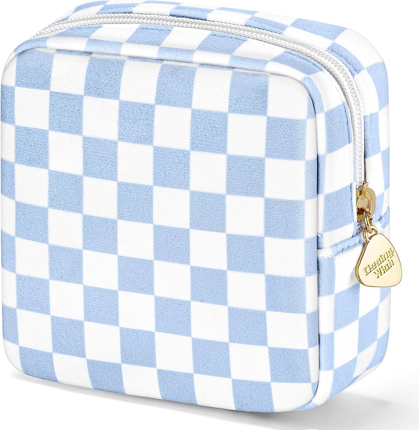 Bolsa maquillaje viaje 5.1x5.1pulg flocado con 2 bolsillos