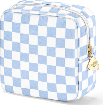 Bolsa maquillaje viaje 5.1x5.1pulg flocado con 2 bolsillos