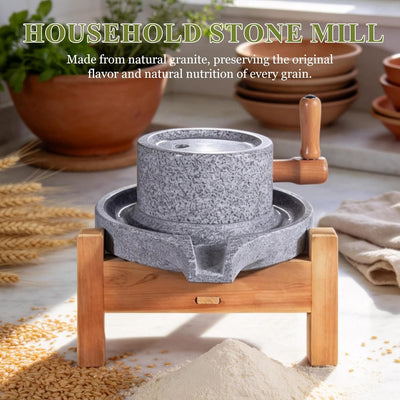 Molinillo piedra manual soporte madera para trigo harina café