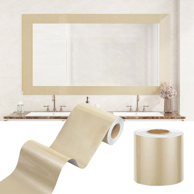 Borde papel tapiz dorado brillante impermeable para baño