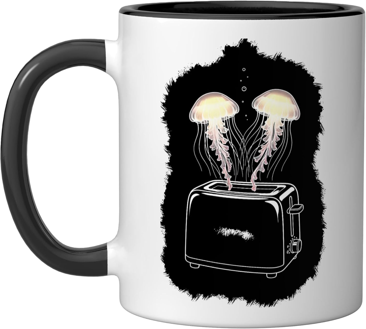 Taza cerámica Jellyfish saliendo del tostador negro/blanco