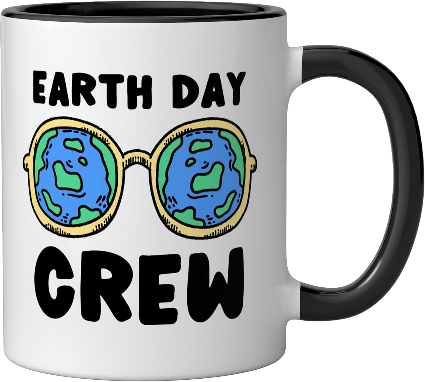Taza cerámica Earth Day Crew en negro/blanco