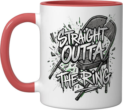 Taza cerámica para fanático de lucha profesional roja/blanca