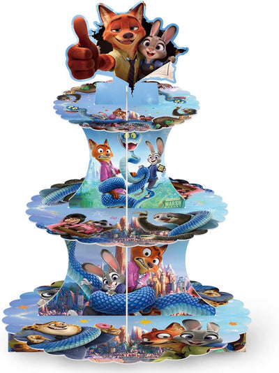 Soporte para cupcakes y pastel temático Zootopia 2