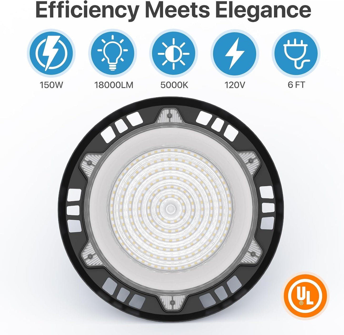 Luz LED Hi Bay 150W 2 Pzas para Talleres Damp