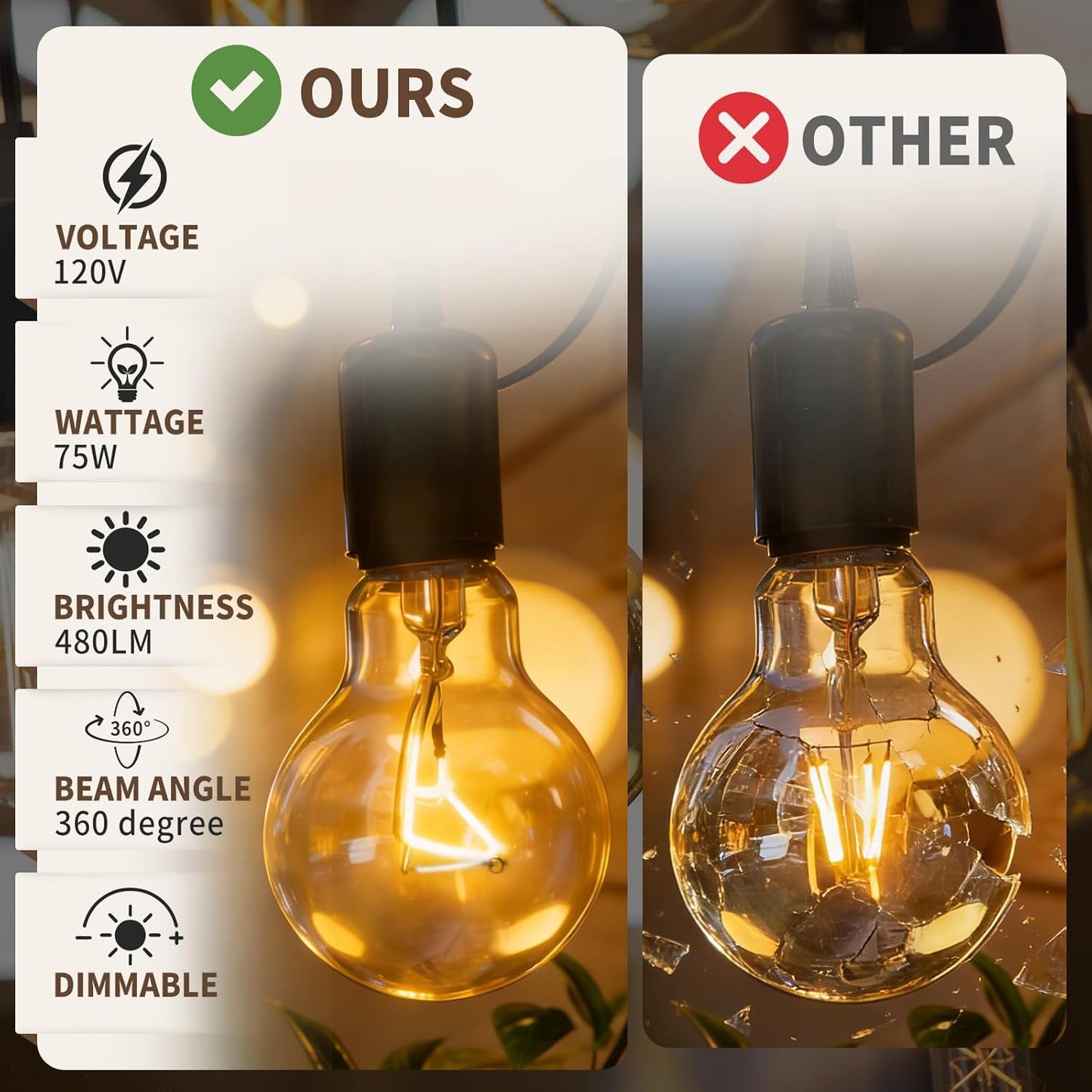 Bombillas incandescentes A19 E26 transparente 75W base mediana
