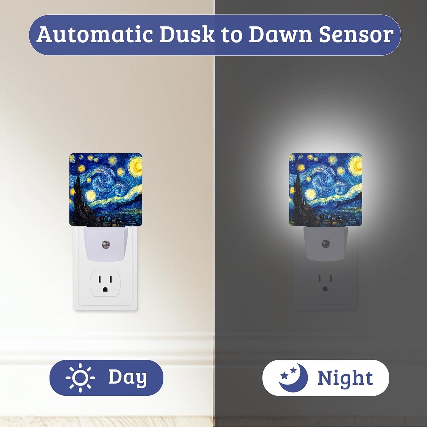 Luz Nocturna Estrellada Sensor Automático para Hogar Niños