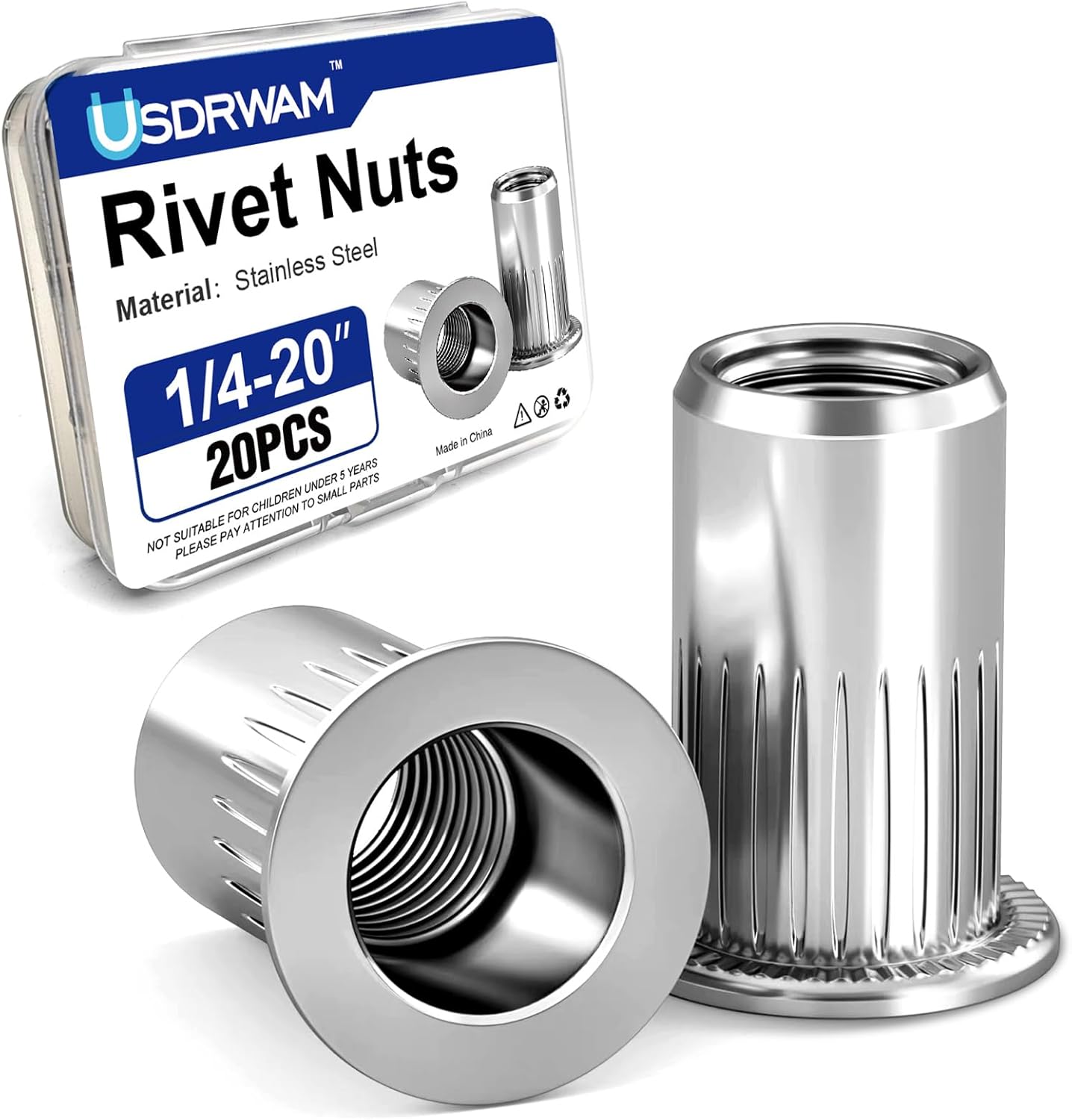 Tuercas remache acero inox 1/4-20 UNC 20 pzas