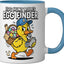 Taza de cerámica Egg Hunt Roles Finder azul y blanco