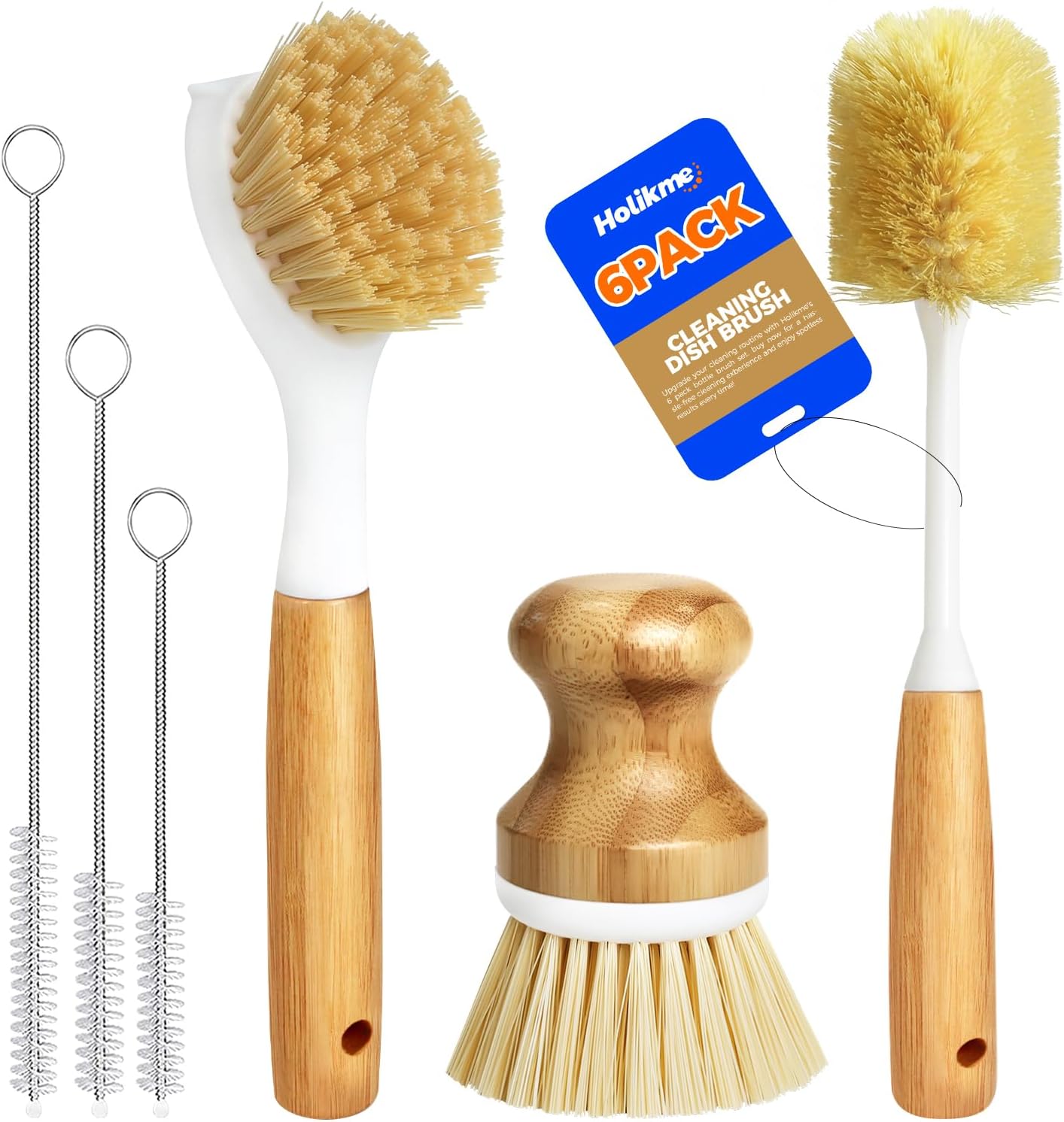 Set 6 Cepillos Cocina Botella Plato Paja Frutas Amarillo