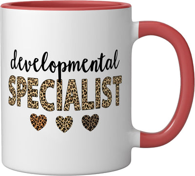 Taza de cerámica para especialista divertido de leopardos rojo/blanco