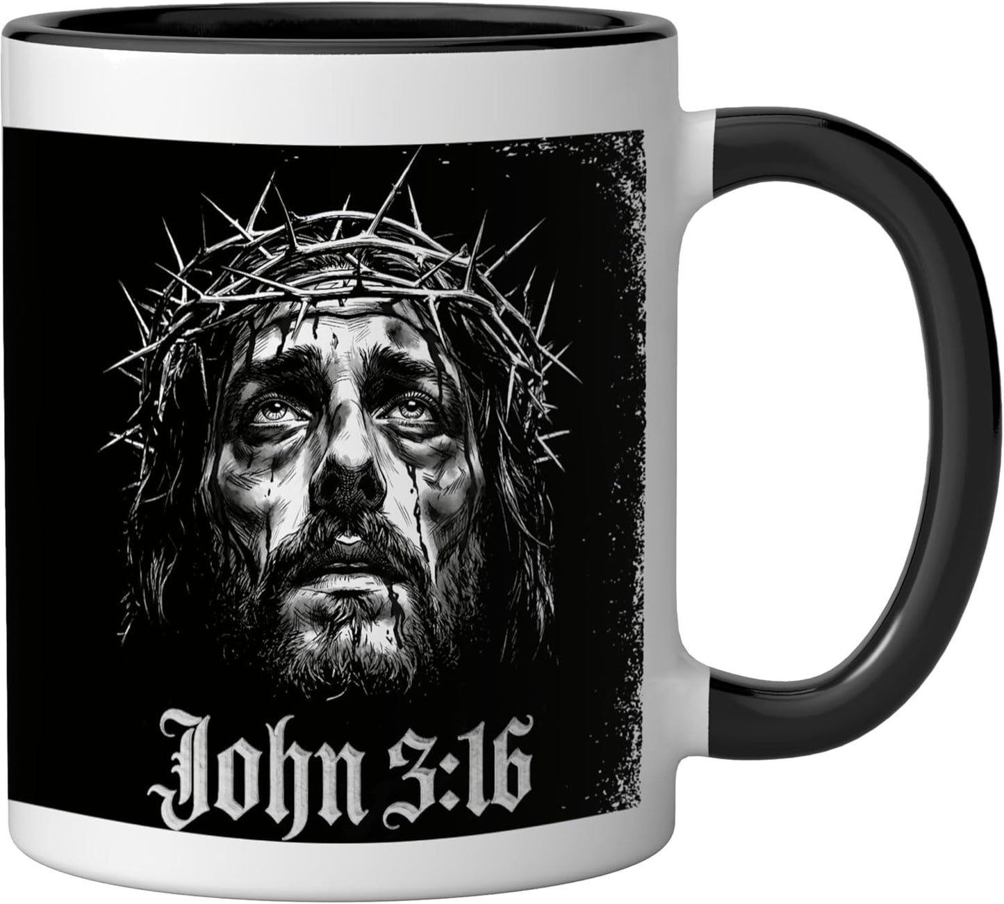 Taza Cerámica Grunge Jesus con Corona de Espinas 3:16
