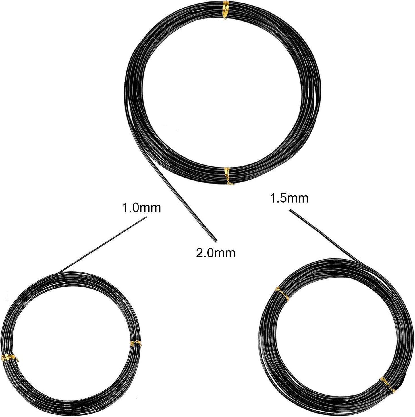9 Rollos Alambre Bonsái Aluminio Anodizado 147ft Negro