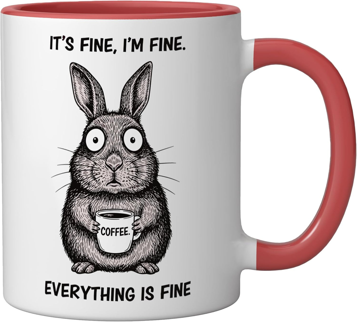 Taza Cerámica Café Conejo Rojo/Blanco