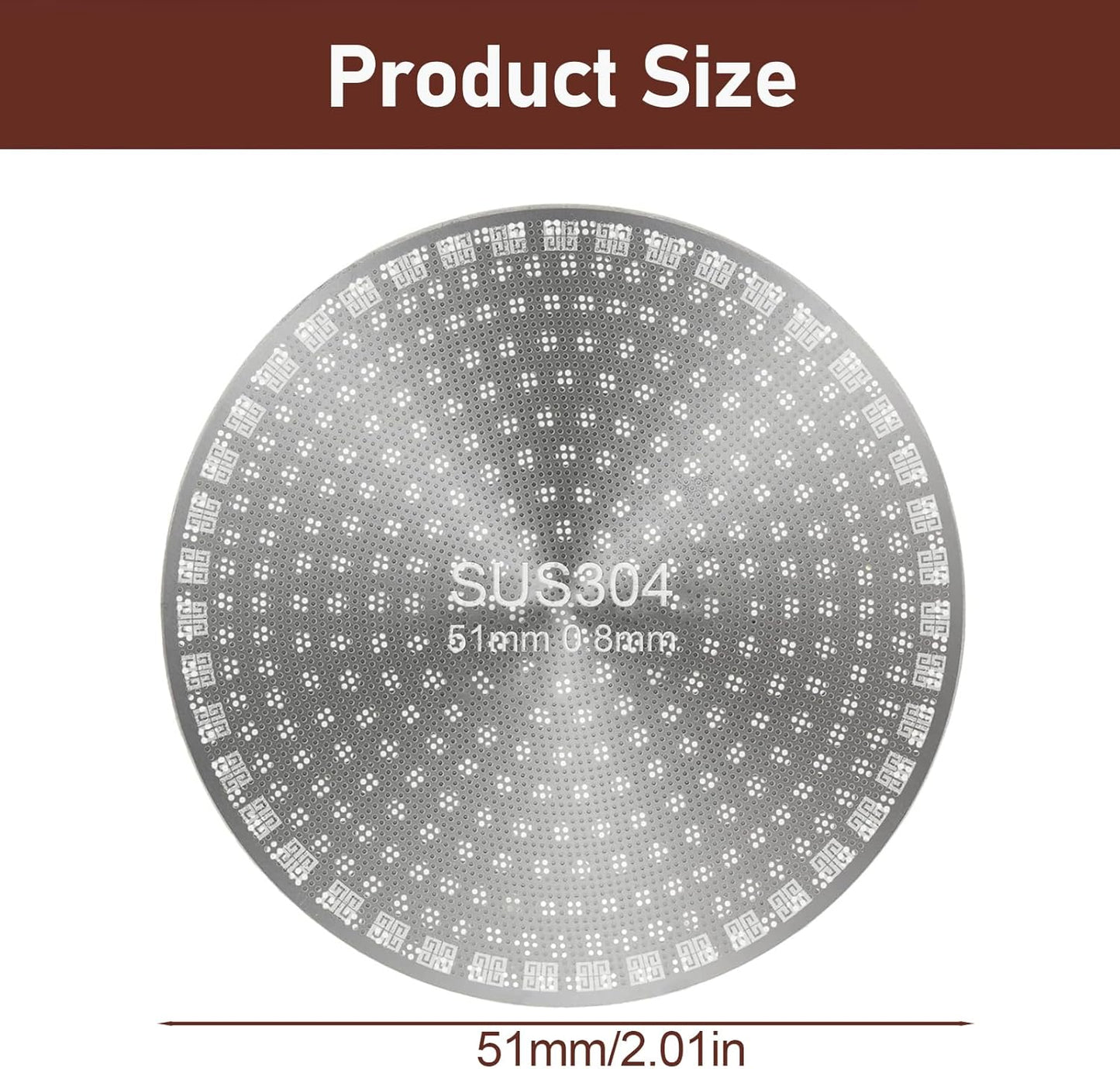 Pantalla disco espresso acero inox 150μm 0.067pulg reutilizable